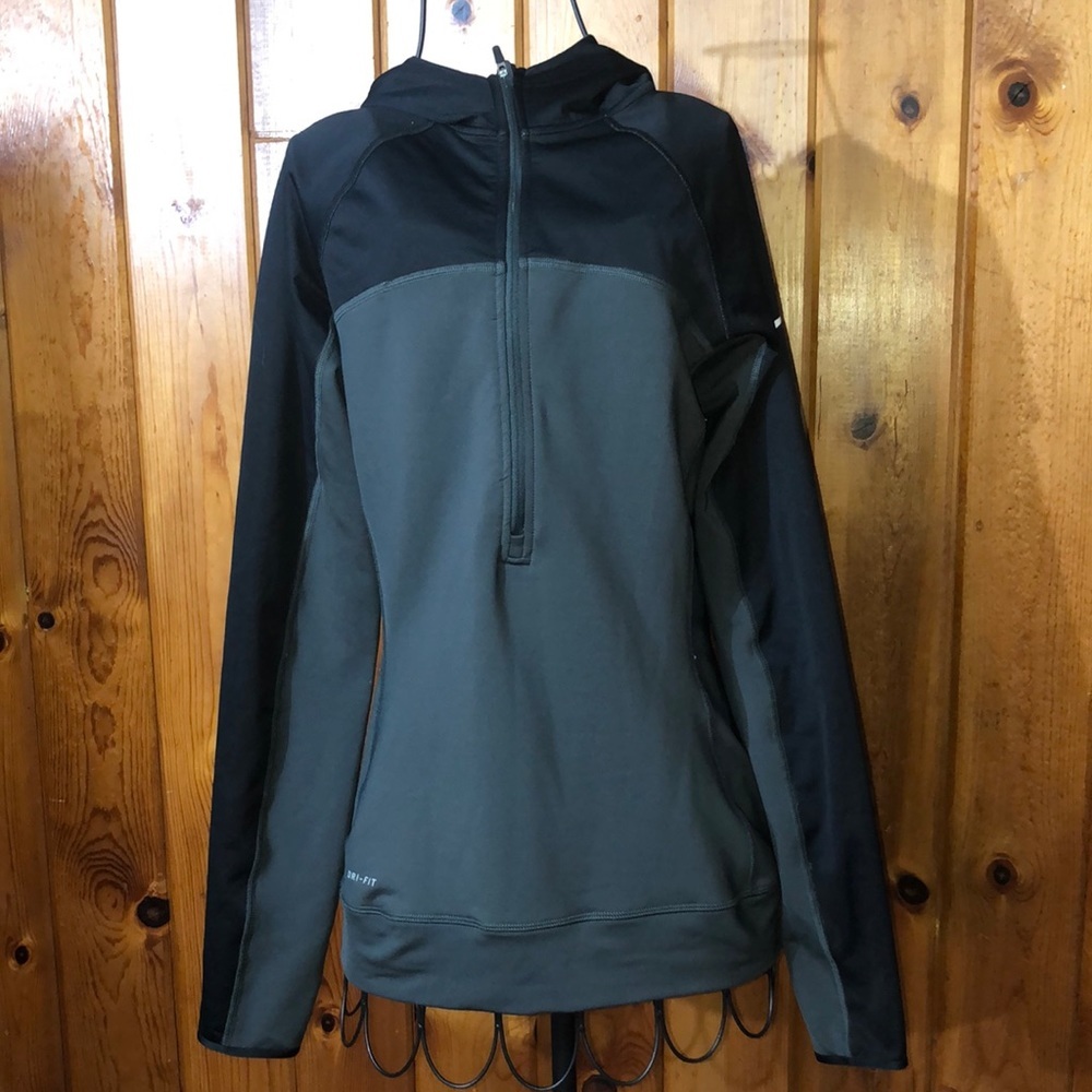 Nike pro quarter zip sweatshirt gray/black athletic size small workout top​